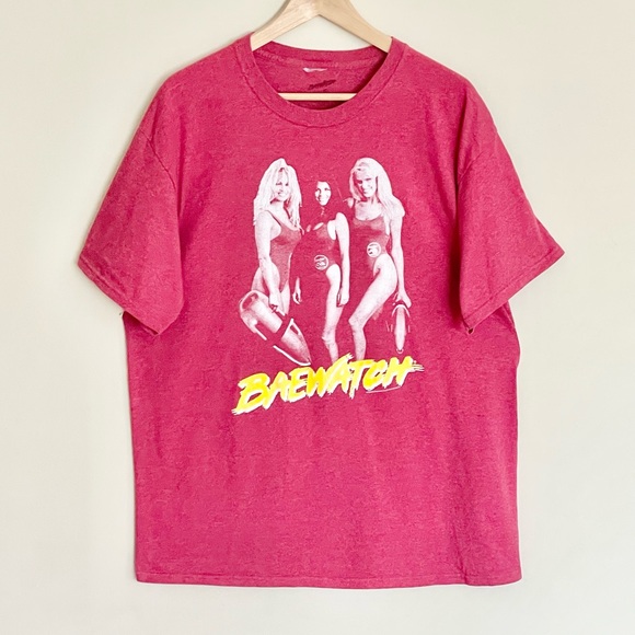Baywatch Retro “Baewatch” Group Lifeguards Graphic Red T Shirt Adult size XL - Picture 2 of 6